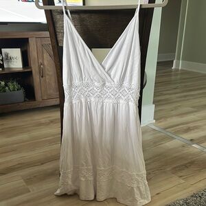 White Lace Trim Dress